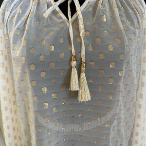 Macbeth Collection by Margaret Josephs Gold Polka Dot Top